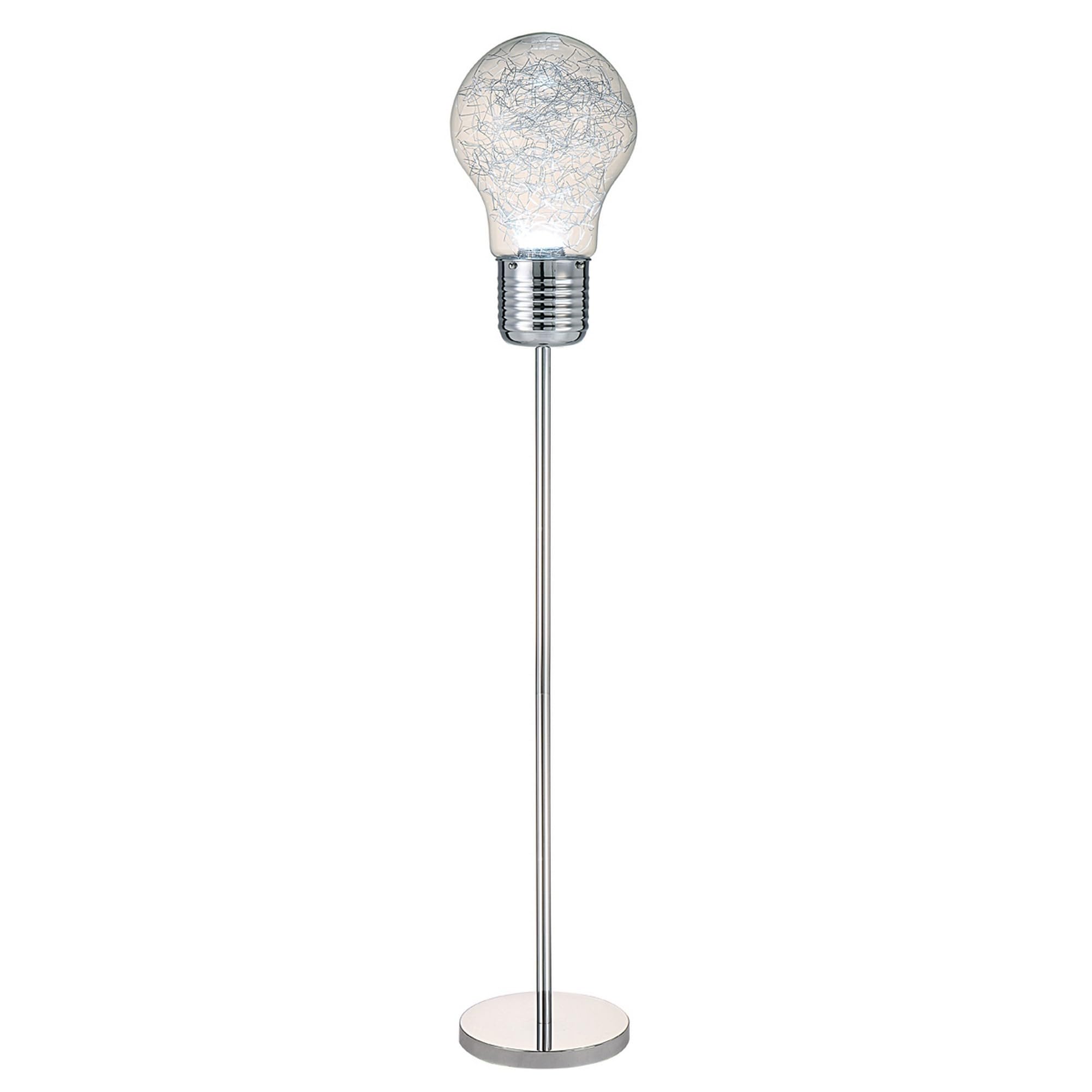 Zoom 66 Inch Floor Lamp, Globe Glass Shade in a Bulb Design, Silver