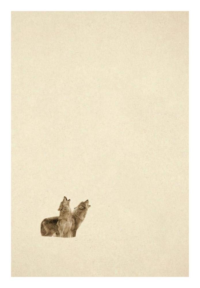 Timber Wolf pair howling in snow, North America - Sepia-Paper Art-18x26”