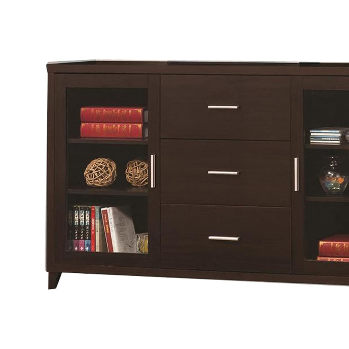 Benzara Modern & Minimal Style Tv Console With Multi Shelves & Drawers, Brown
