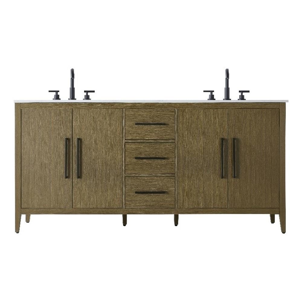 72  Inch Double Bathroom Vanity In Chestnut Brown