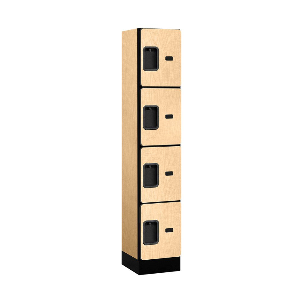 12 Wide Four Tier Designer Wood Locker - 1 Wide - 5 Feet High - 15 Inches Deep - Maple