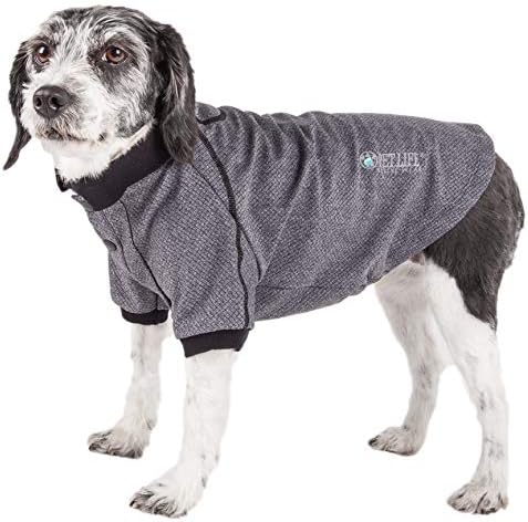 Pet Life  Active Fur-Flexed Relax-Stretch Wick-Proof Performance Dog Polo T-Shirt, Grey - X-Large