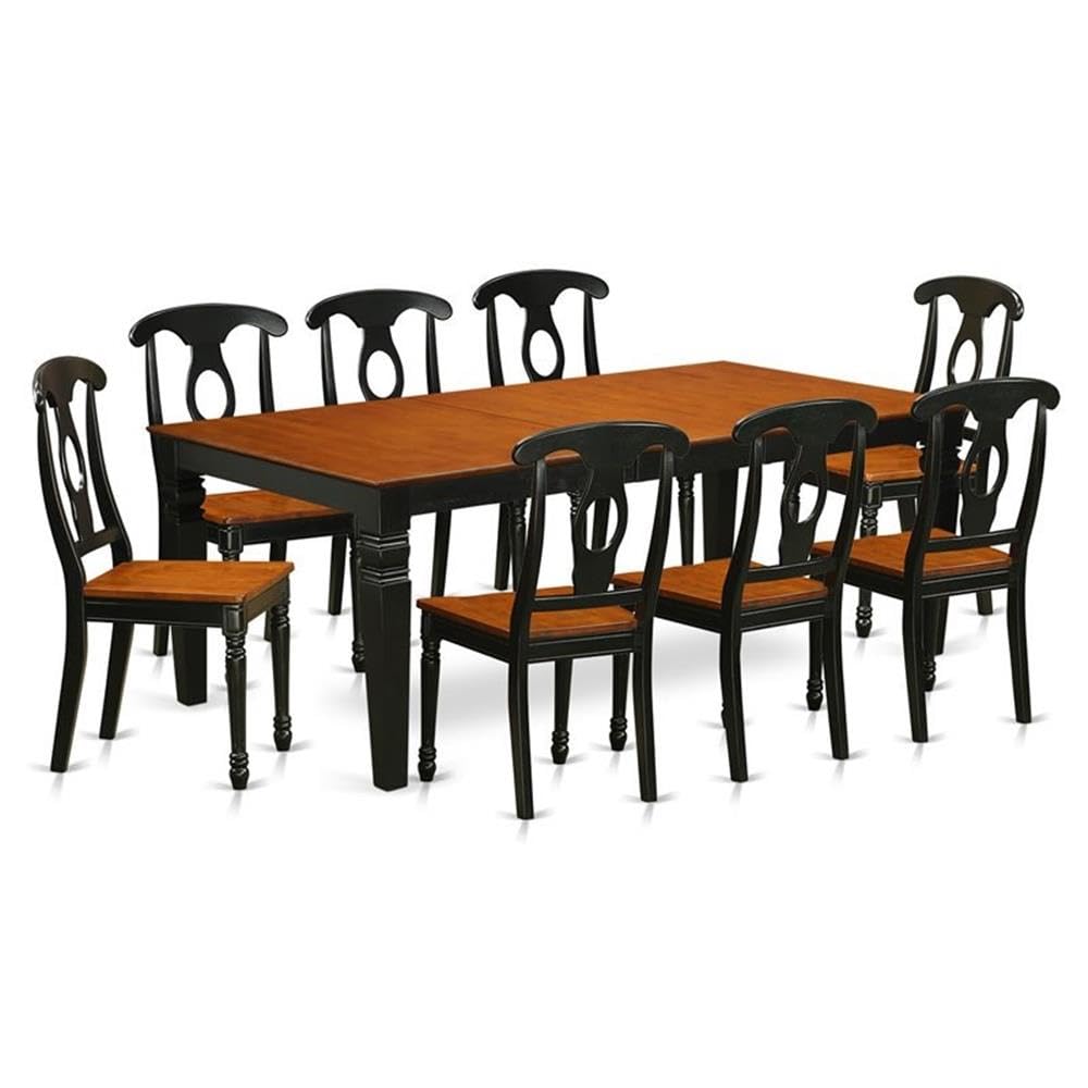 9  PC  Table  and  chair  set  with  a  Dining  Table  and  8  Dining  Chairs  in  Black  and  Cherry
