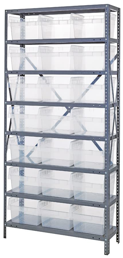 8 Shelf Open Unit W/21 Bins Clear