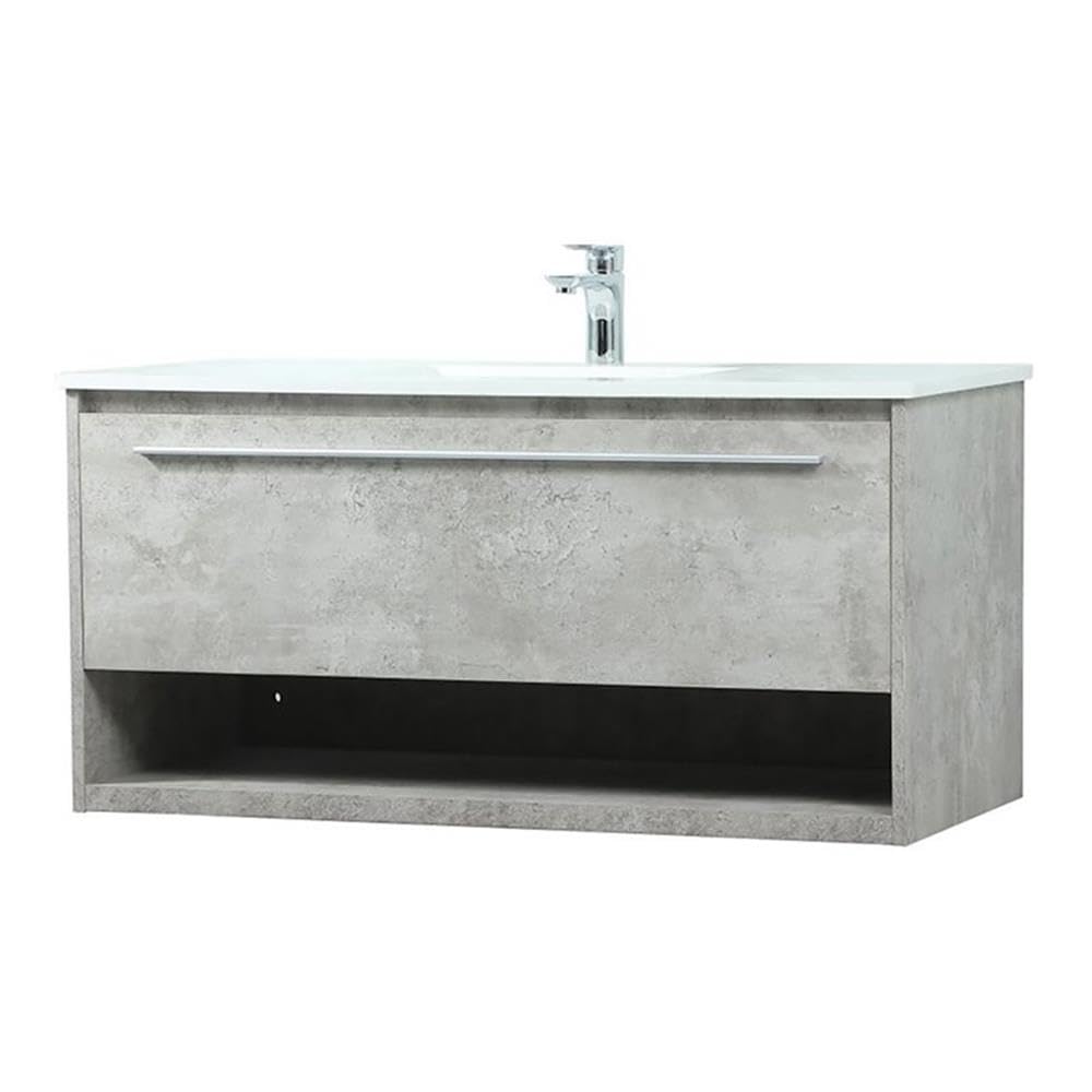 Elegant Decor Roman 40 Aluminum Alloy Mdf Single Bathroom Vanity In Gray