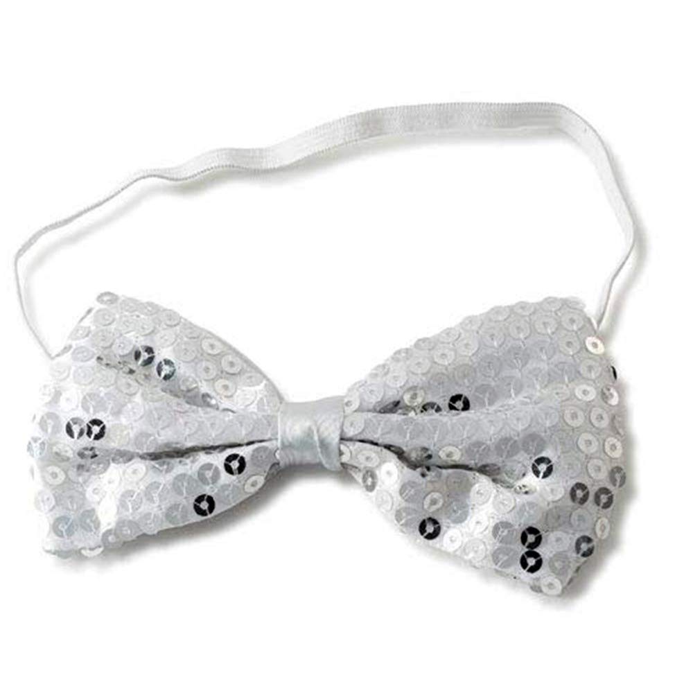 Silver Sequined Bow Tie - One Size