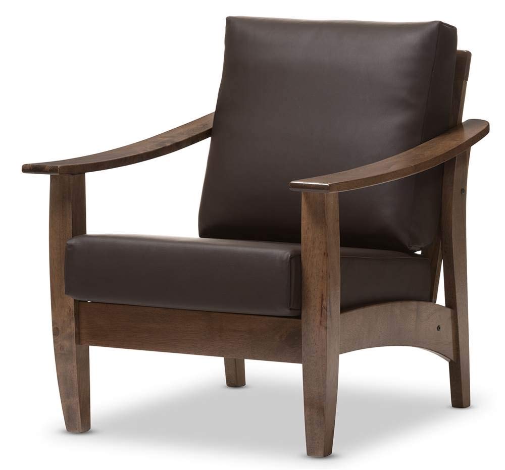 Baxton Studio Pierce Mid-Century Modern 1-Seater Lounge Chair Dark Brown/Contemporary/Walnut Brown