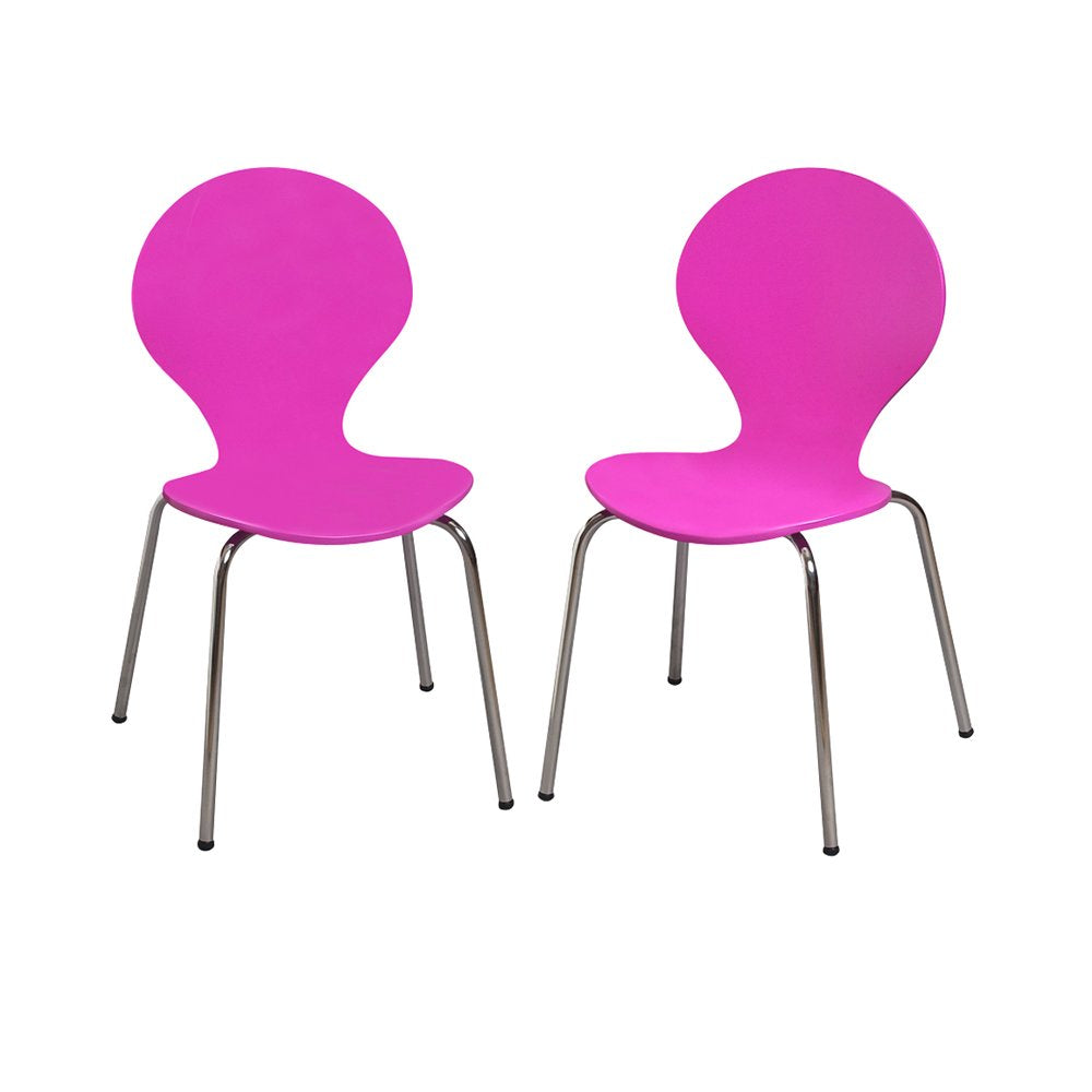 Modern Childrens 2 Chair Set with Chrome Legs (Purple Color)