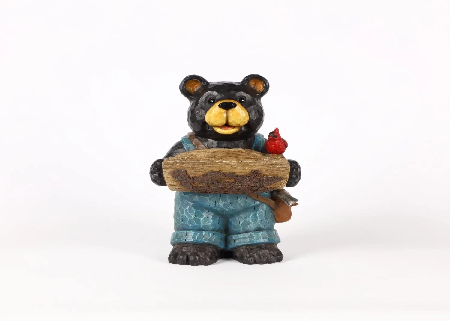 Hi-Line Gift Ltd 75619-E Bear Holds Bird Bath with Cardinal