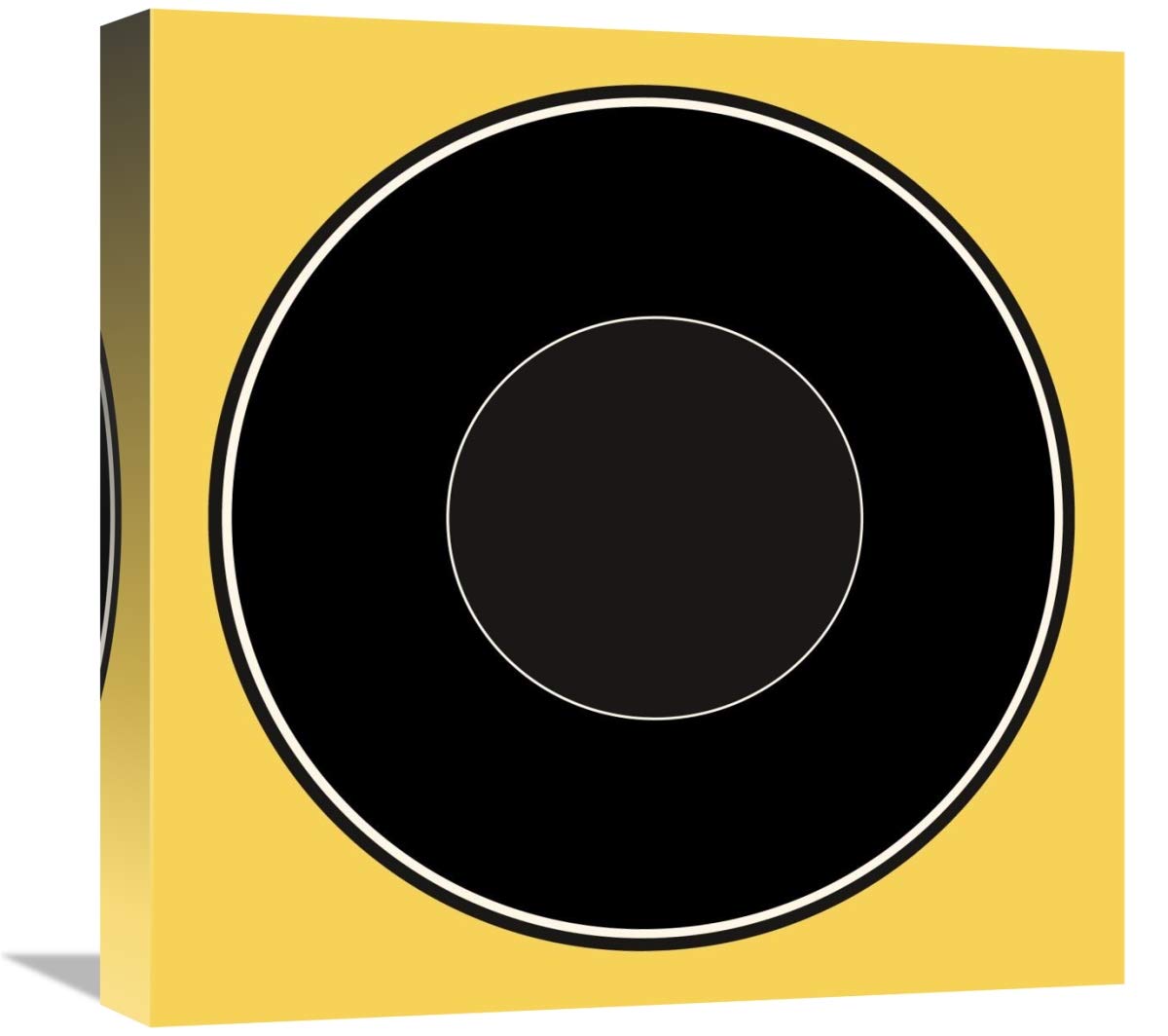 Mealtime: Black on Yellow - Plate-Canvas Art-18x18”