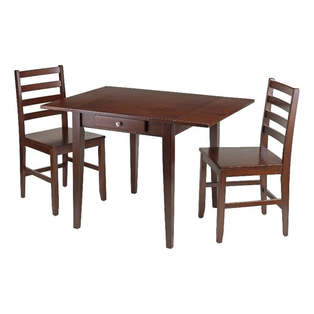 Hamilton 3-Pc Drop Leaf Table with Ladder-back Chairs, Walnut