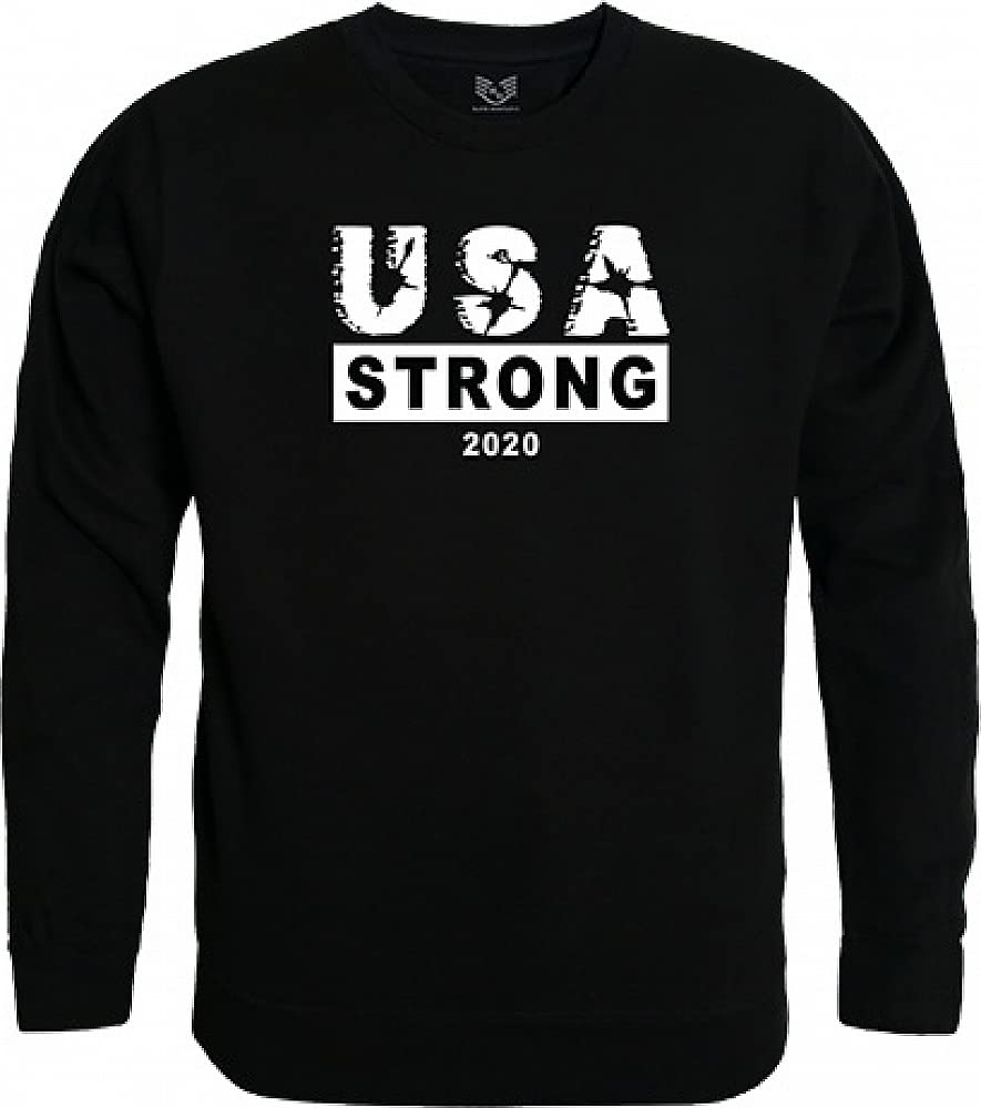 Graphic Crewneck, USA Strong 3, Black, XL