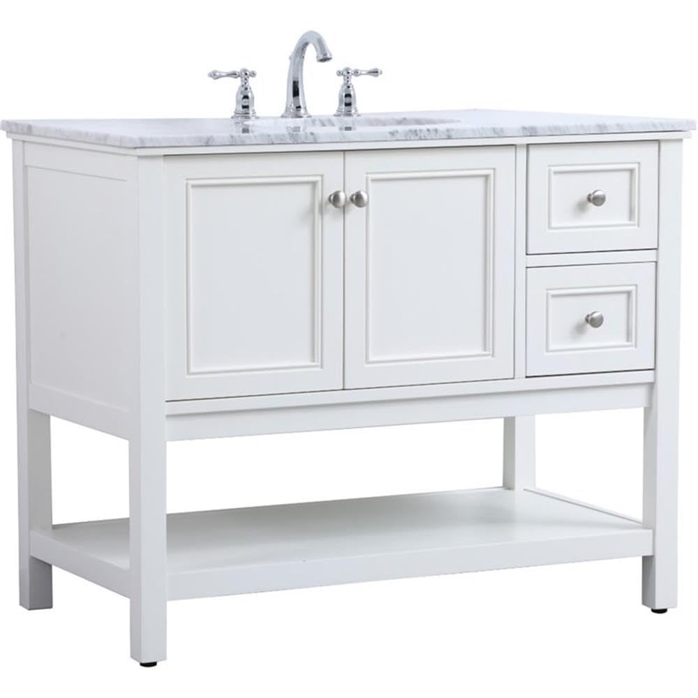 Elegant Decor Metropolis 42' Single Marble Top Bathroom Vanity In White