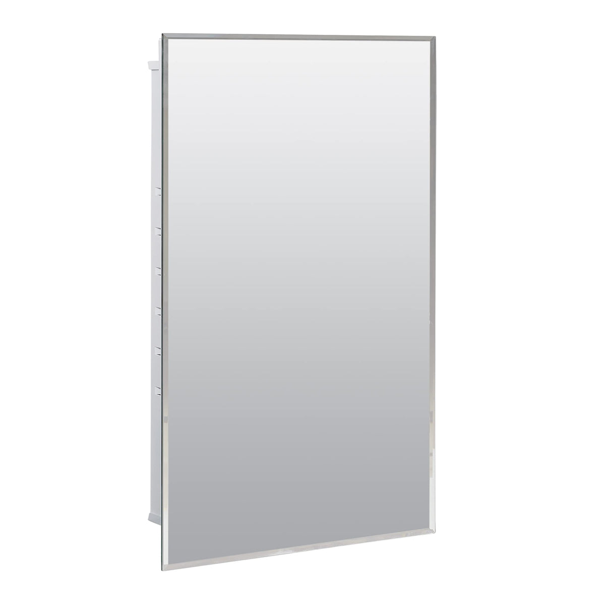 Zenna Home Frameless Mirror Medicine Cabinet, 16 W X 26 H, Made For Recessed Or Surface Mount, Powder Coated Steel Body, Wit