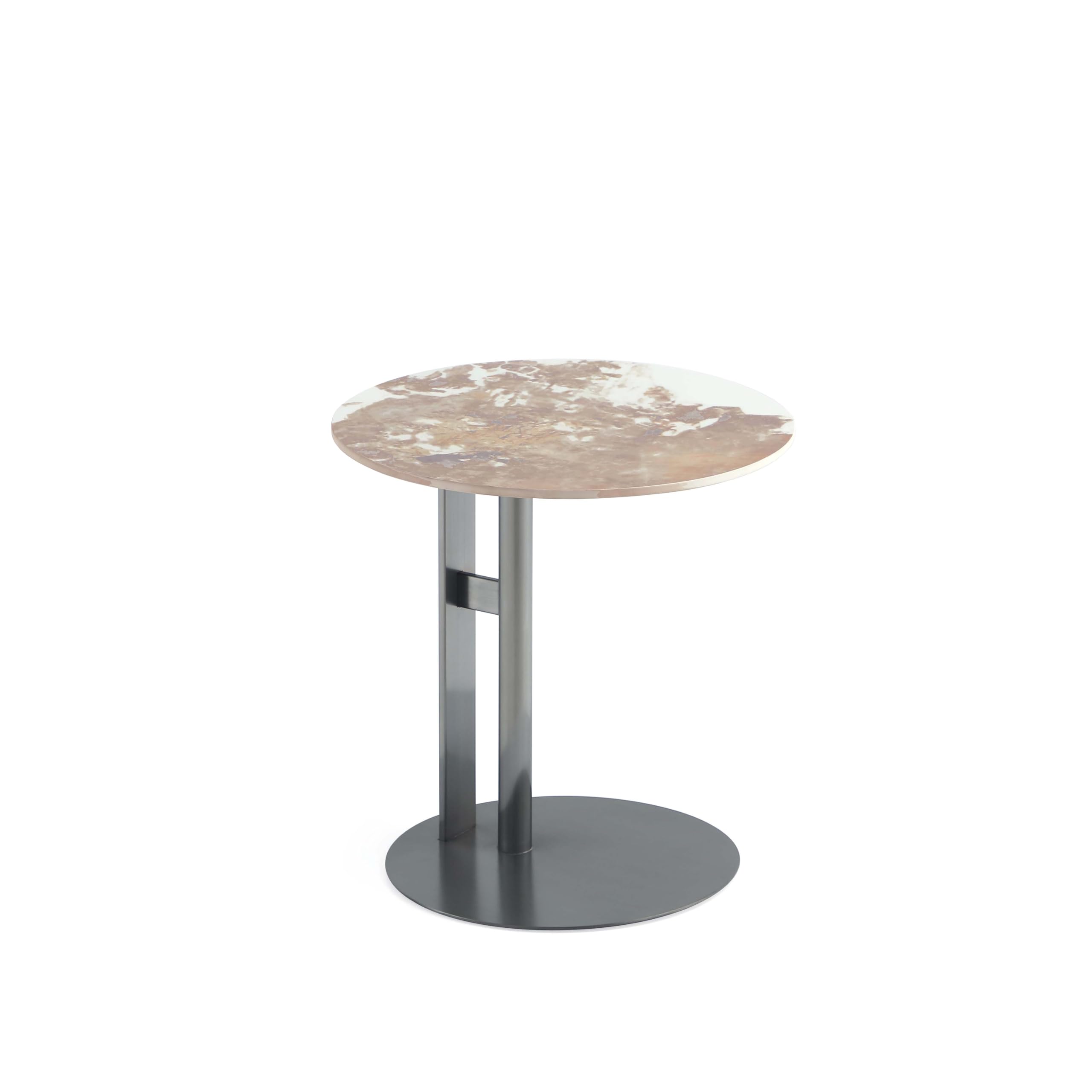 Manhattan Comfort Alondra End Table with Stainless Steel Legs in Black