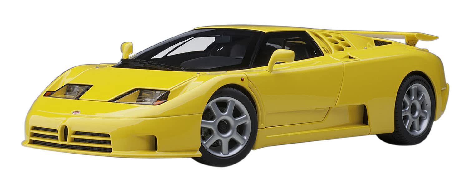 Bugatti EB110 SS Super Sport Giallo Bugatti Yellow with Silver Wheels 1/18 Model Car by Autoart