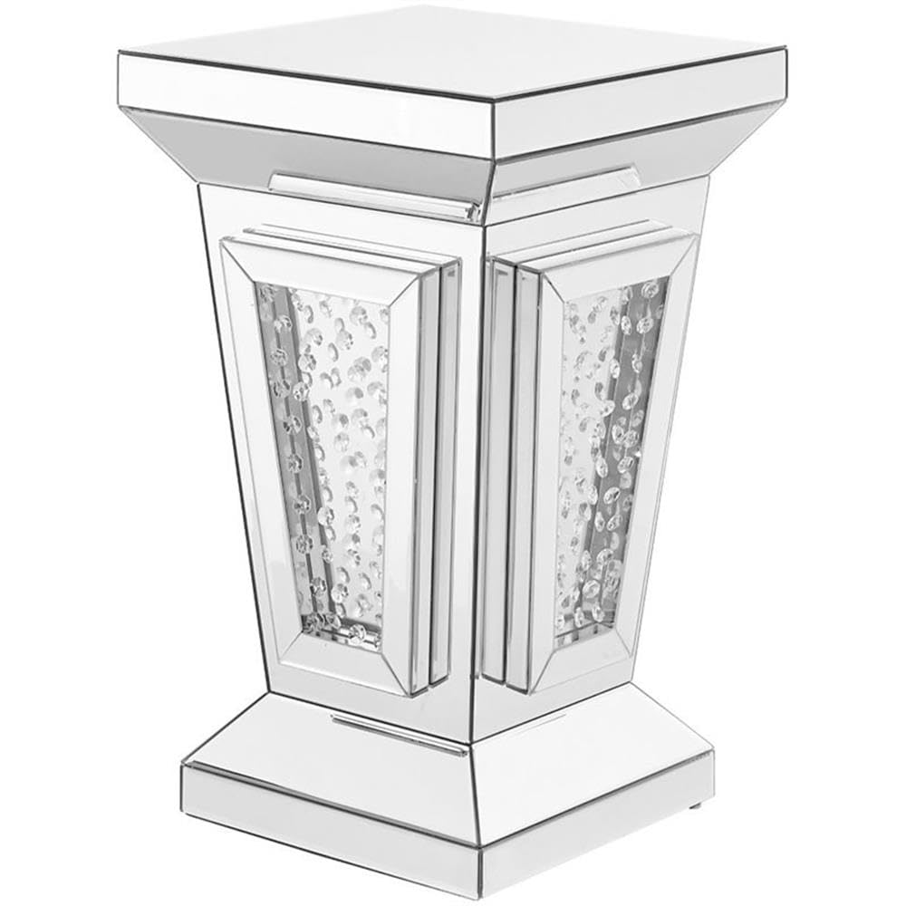 Elegant Decor Modern 24' Clear Crystal Mirrored Accent Pedestal End Table