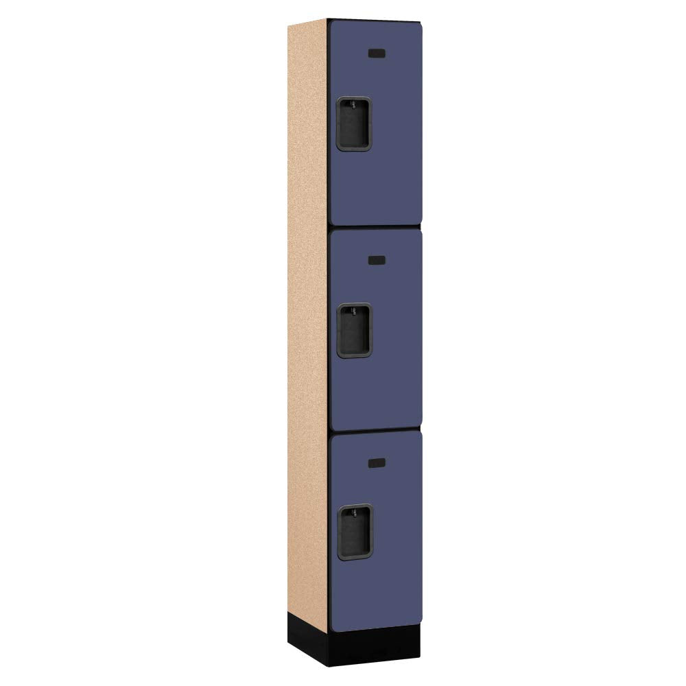 12 Wide Triple Tier Designer Wood Locker - 1 Wide - 6 Feet High - 15 Inches Deep - Blue