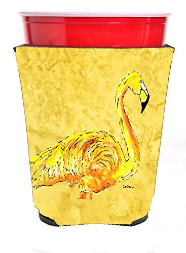 Carolines Treasures 8872Rsc Flamingo On Yellow Red Solo Cup Beverage Insulator Hugger, Red Solo Cup, Multicolor