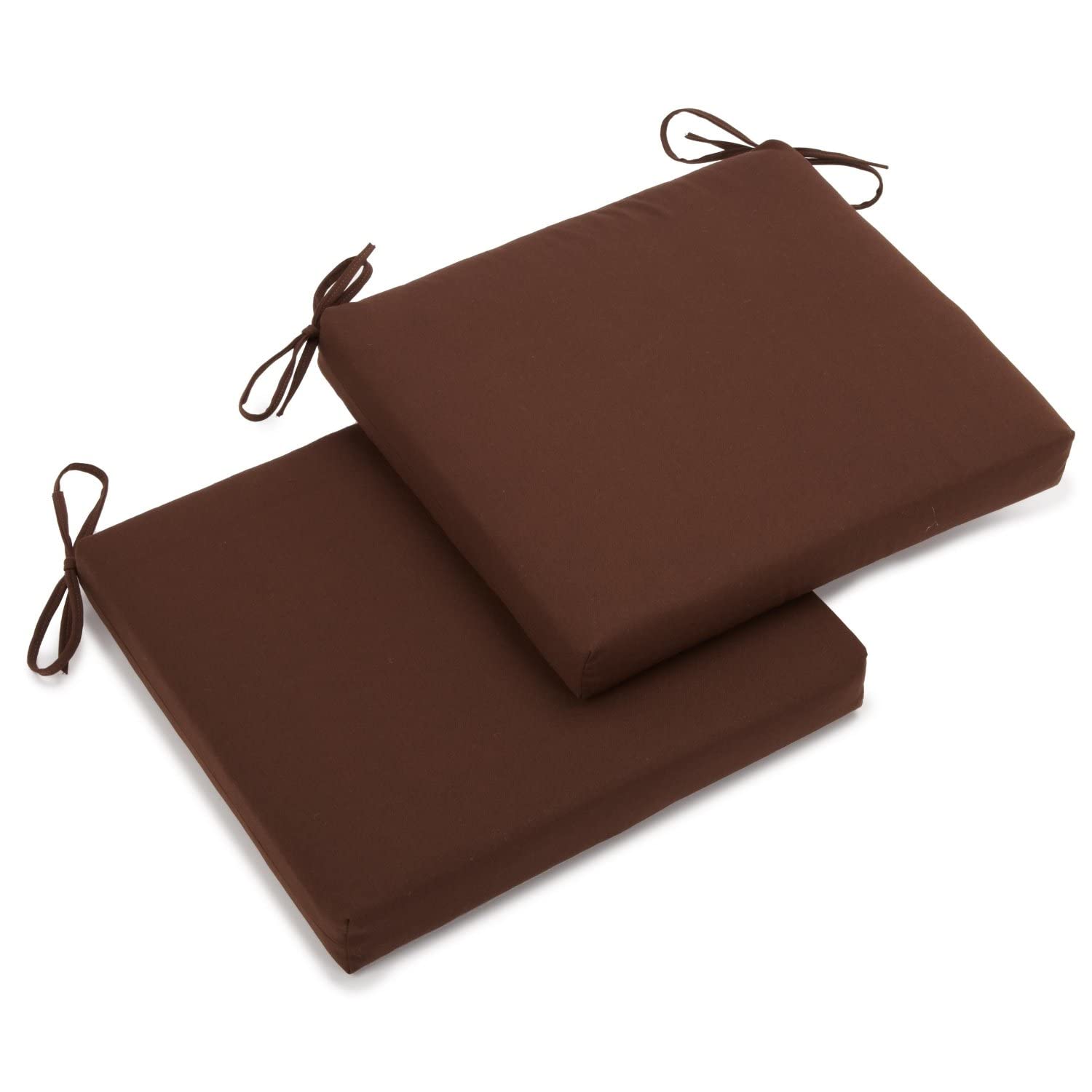 20-inch by 19-inch Twill Chair Cushion (Set of Two) - Chocolate