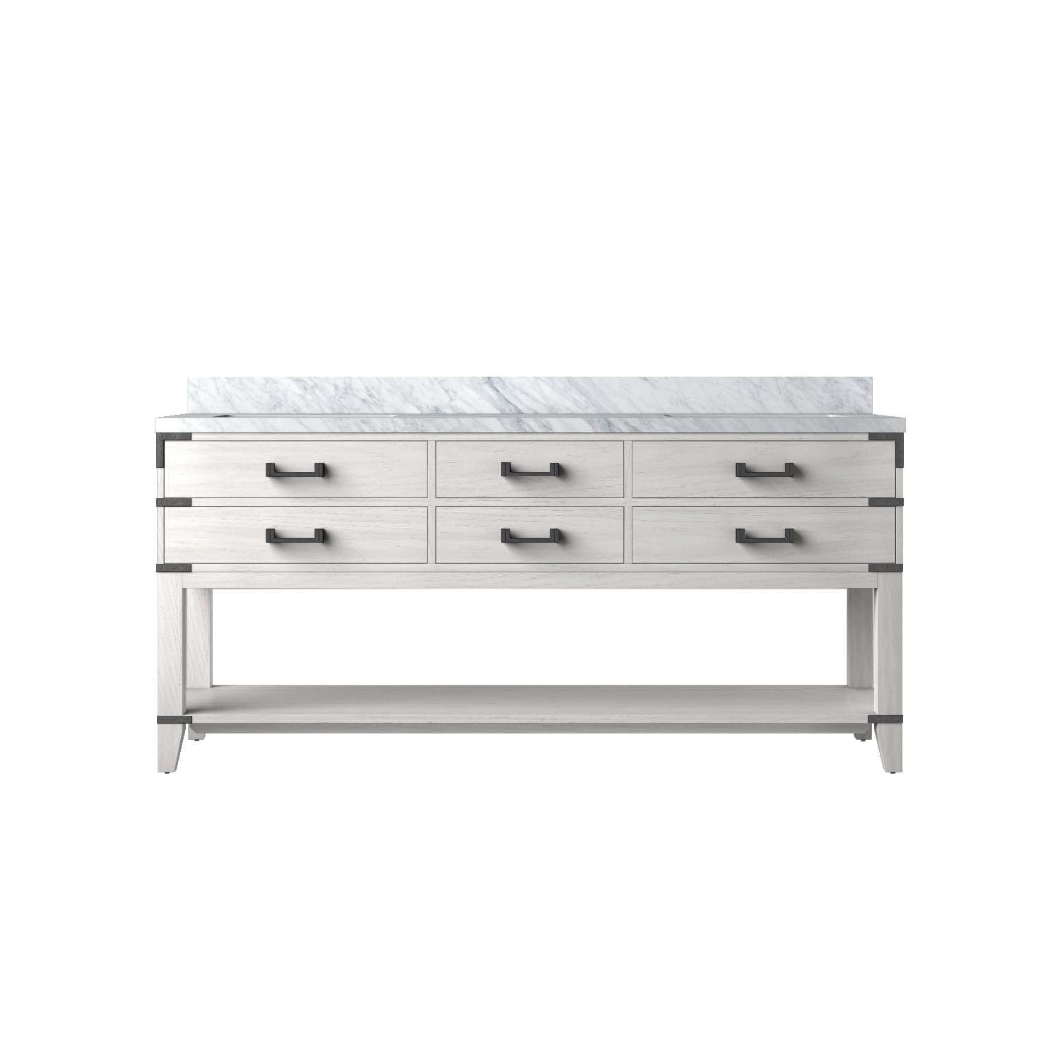 Norwalk 72 in W x 22 in D White Oak Double Bath Vanity and Carrara Marble Top