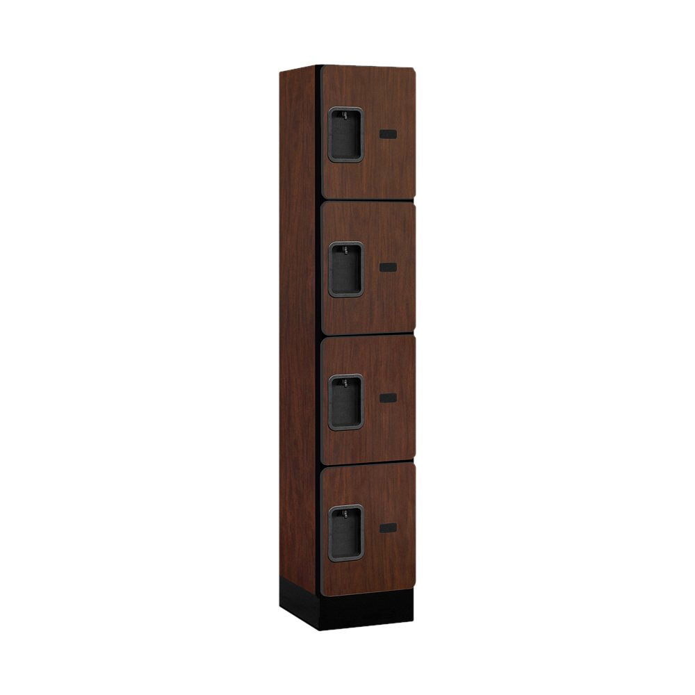 12 Wide Four Tier Designer Wood Locker - 1 Wide - 5 Feet High - 15 Inches Deep - Mahogany