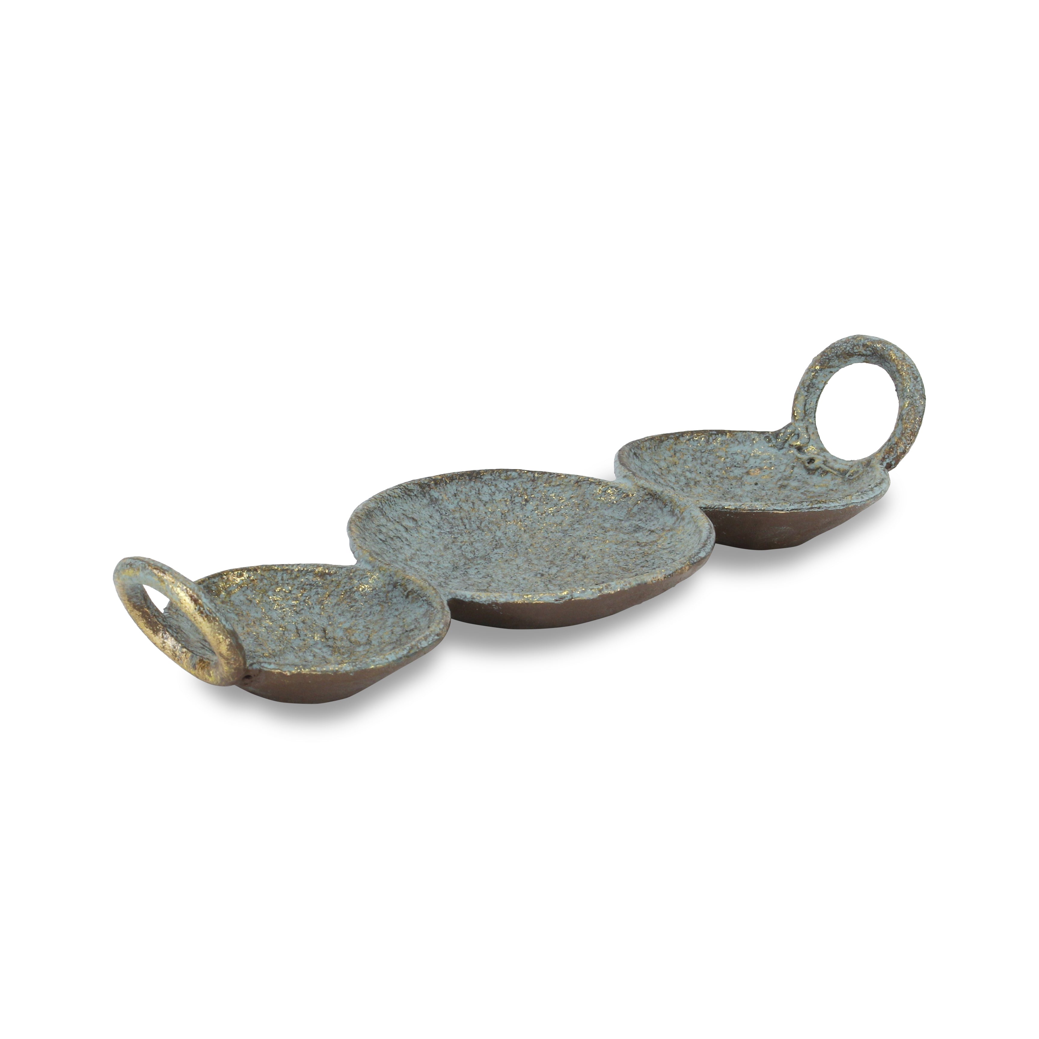 Arlo Cast Iron Brushed Gold-Blue Catchall Dish