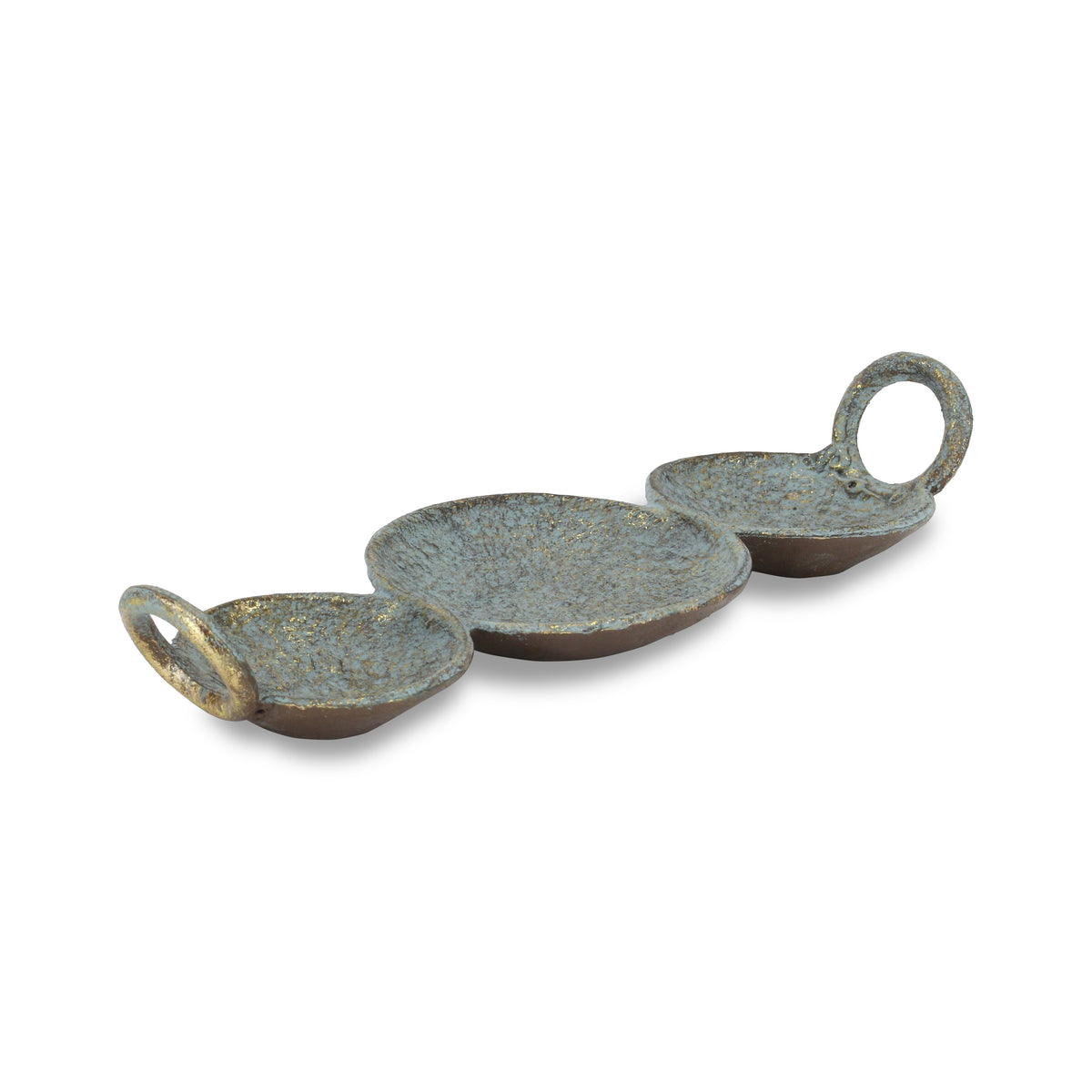 Arlo Cast Iron Brushed Gold-Blue Catchall Dish