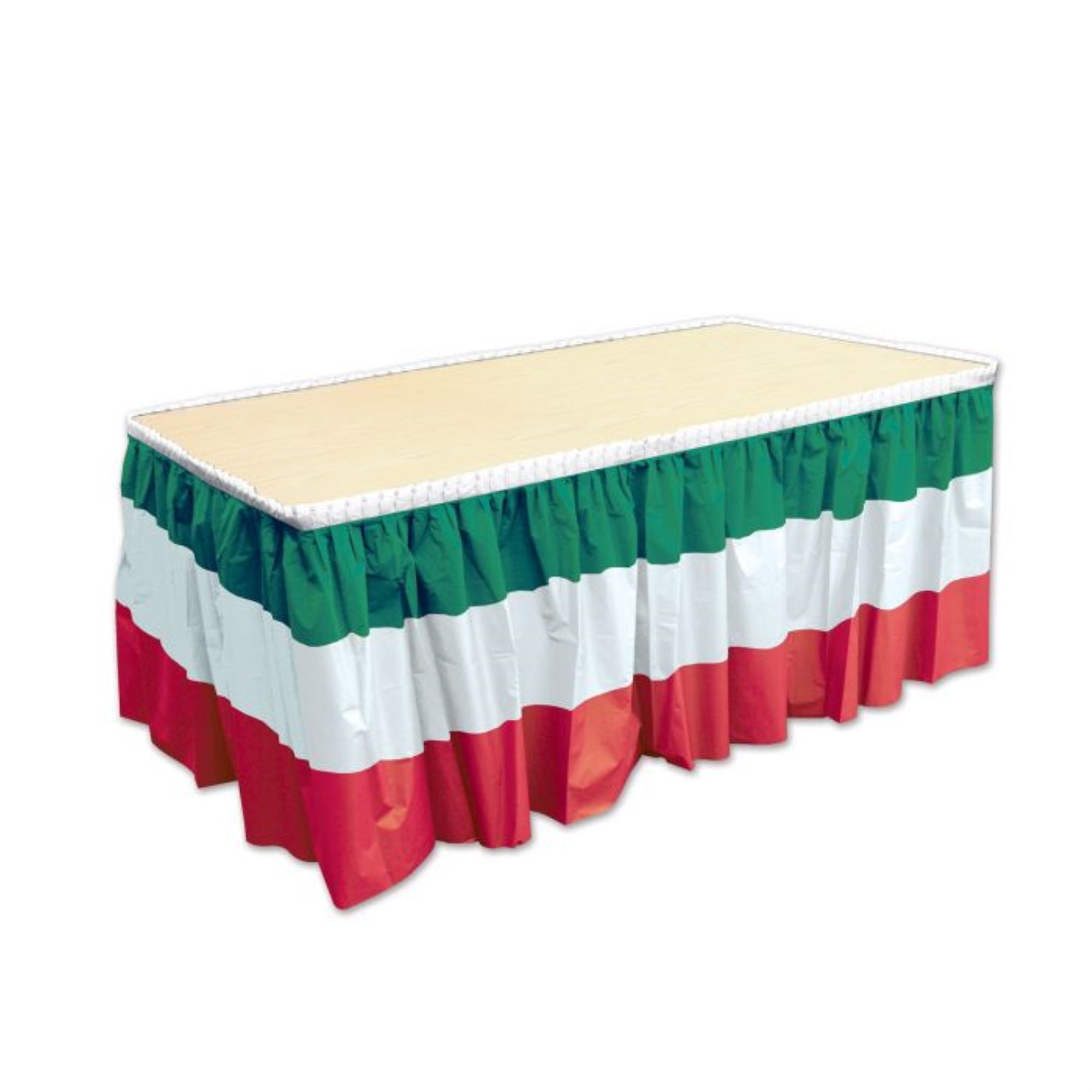 Red, White & Green Table Skirting (Pack Of 6)