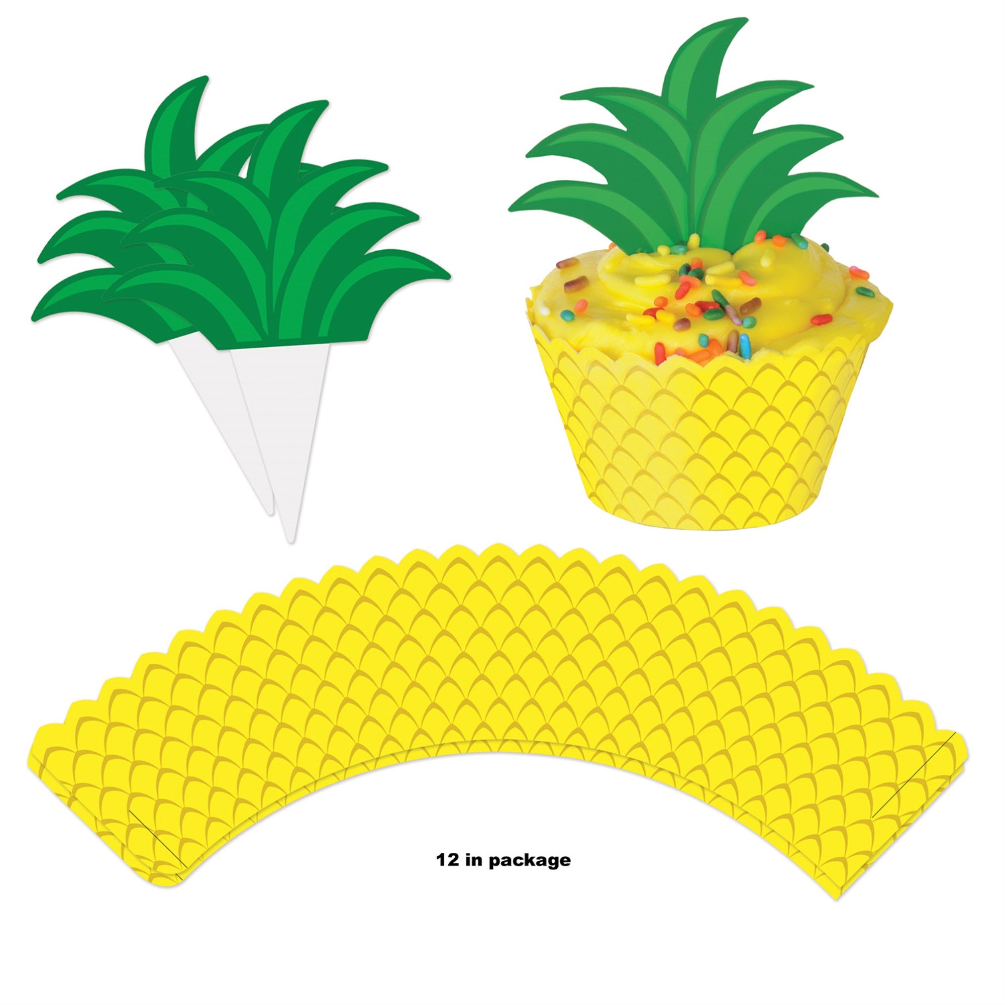 Pineapple Cupcake Wrappers, (Pack Of 12)