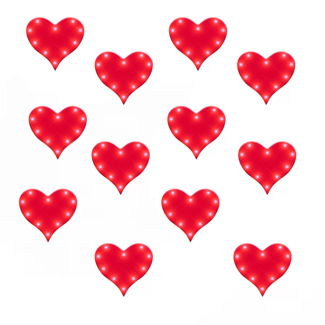 Pack of 12 Red Heart Flashing Battery Operated Body Light Lapel Pins