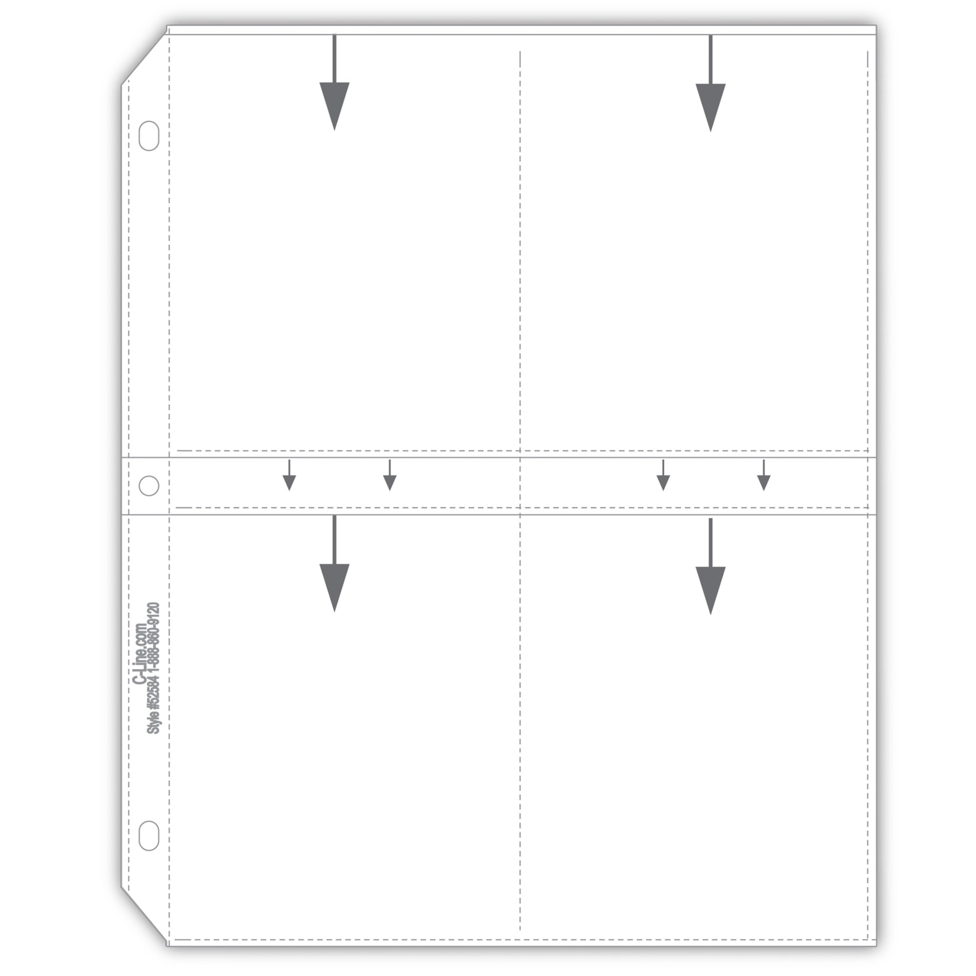 35Mm Ring Binder Photo Storage Pages - 3 1/2 X 5, Traditional Clear - Top Load, 11 1/4 X 8 1/8, 50/Bx, 52584
