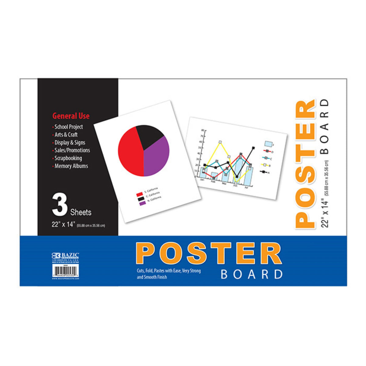 Bazic 22' X 14' White Poster Board (3/Pack)