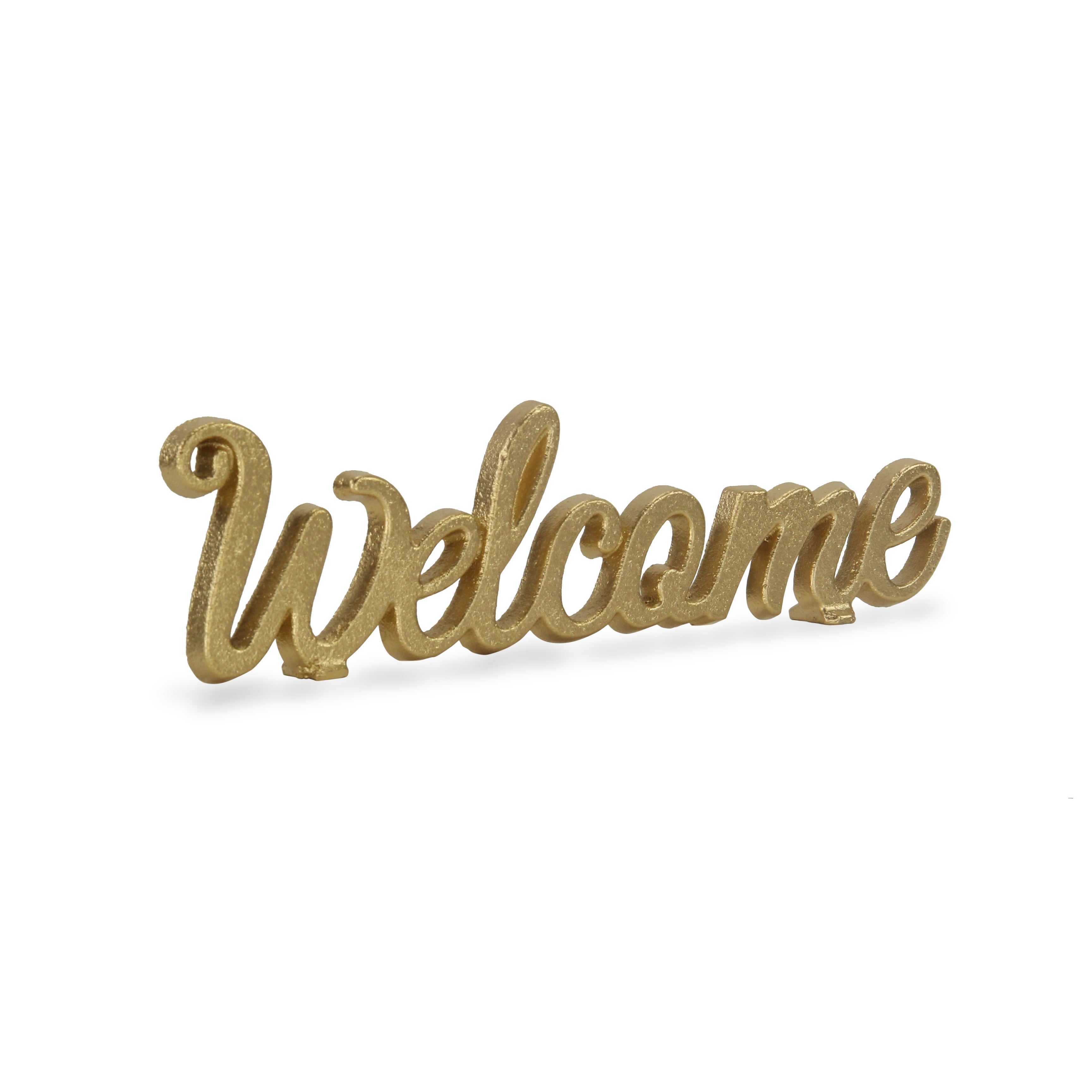 Ingrid Elegant Cast Iron Gold Table Decor - Welcome
