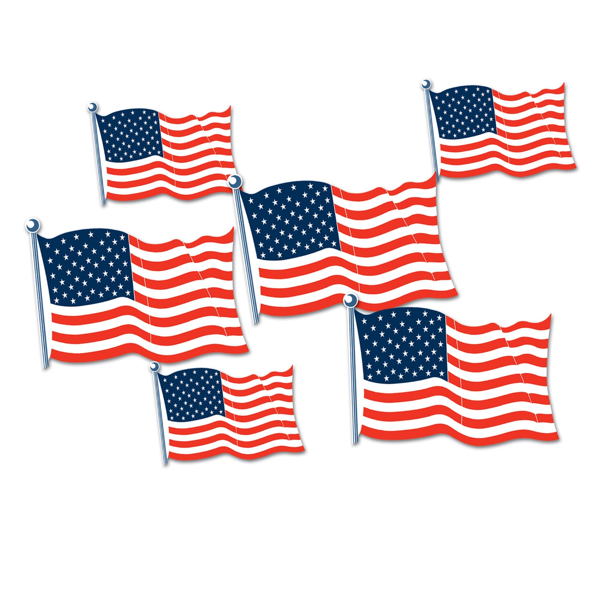 American Flag Cutouts, (Pack Of 12)