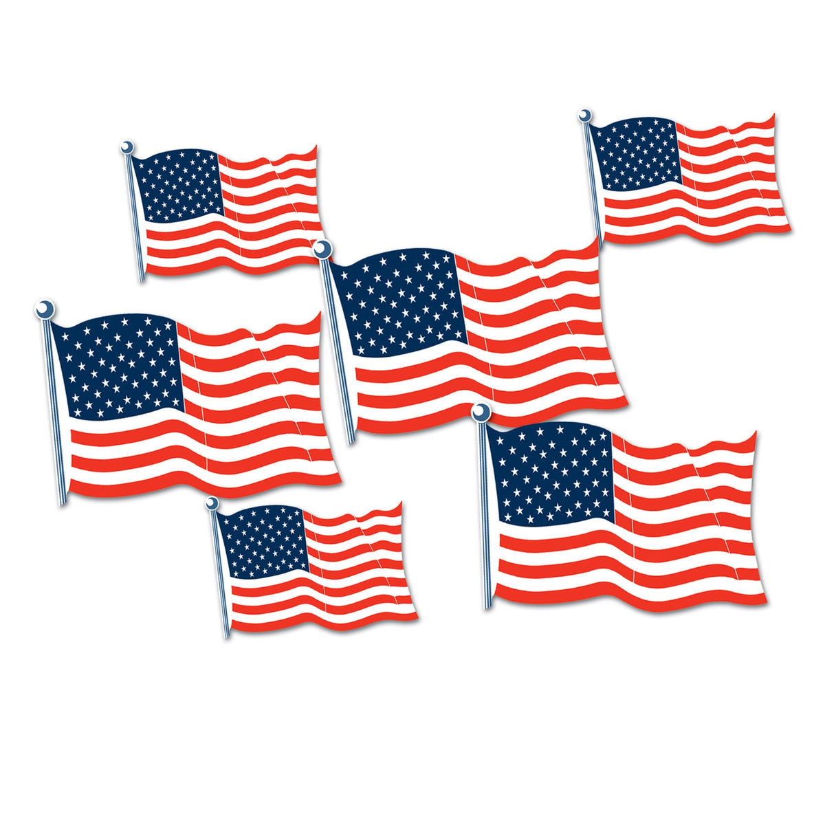 American Flag Cutouts, (Pack Of 12)