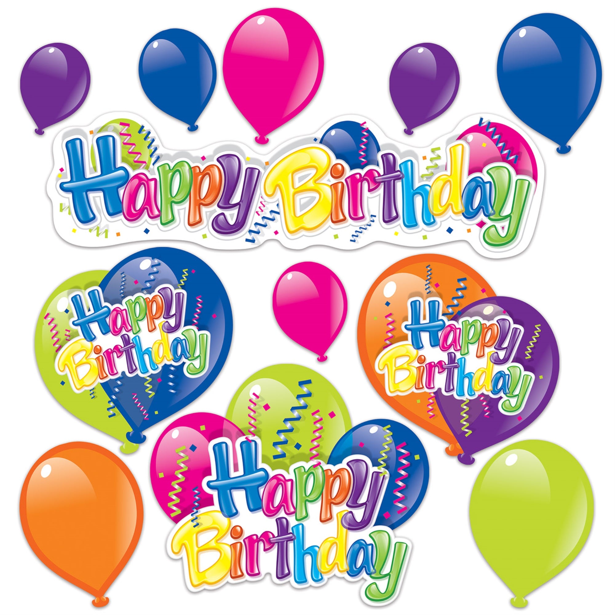 Happy Birthday Cutouts, (Pack Of 12)