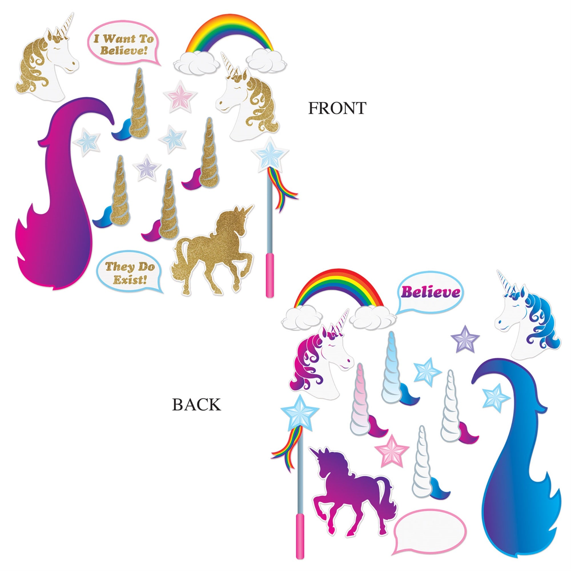 Unicorn Glittered Photo Fun Signs, (Pack Of 12)