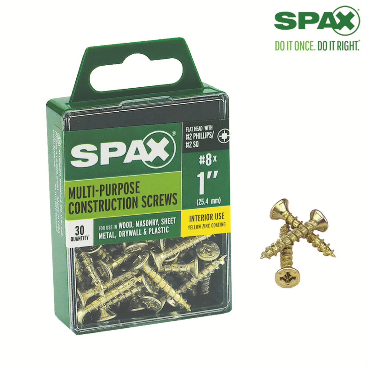 Scrw Spax Fh 8X1Ylw Bx30 (Pack Of 1)