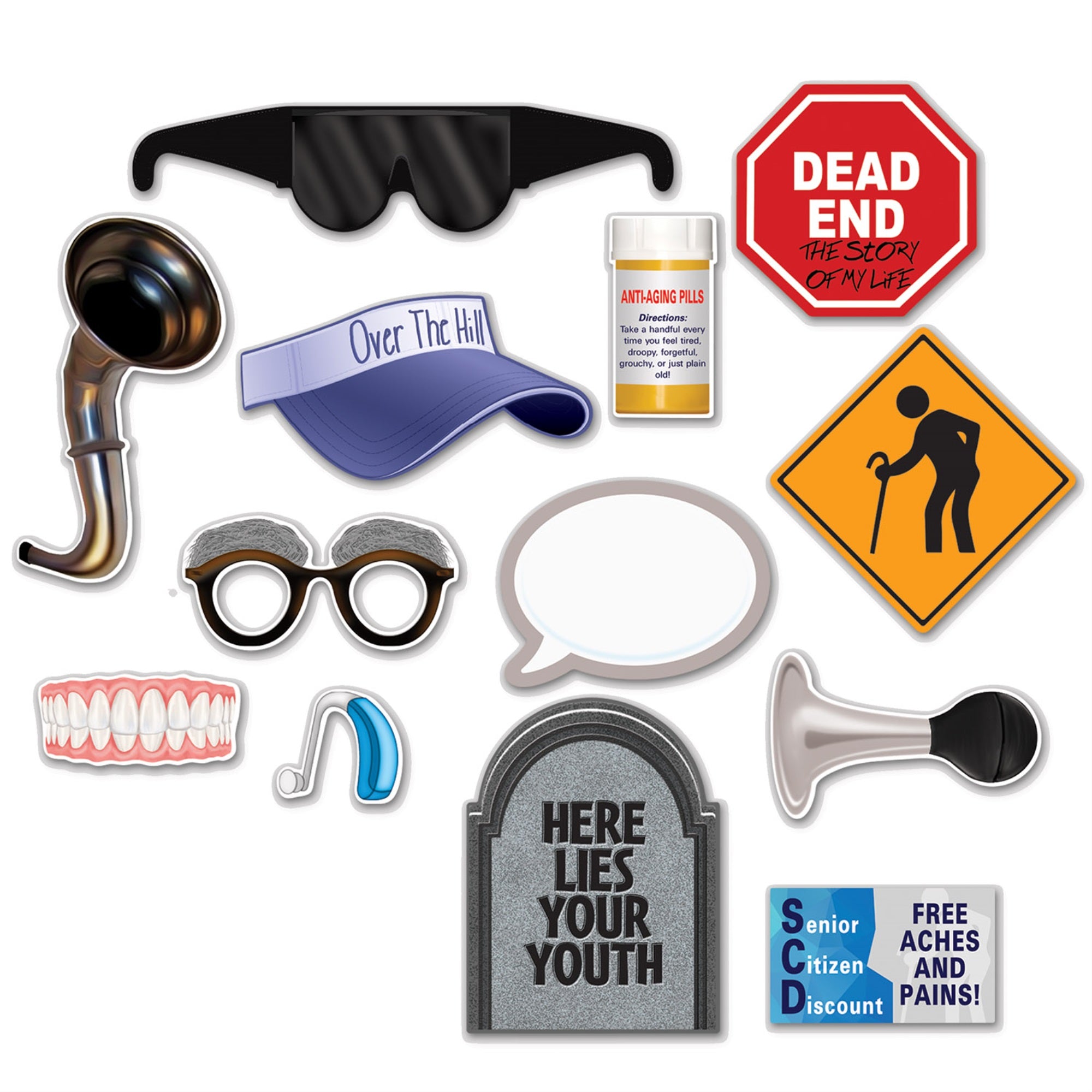 Over The Hill Photo Fun Signs, (Pack Of 12)