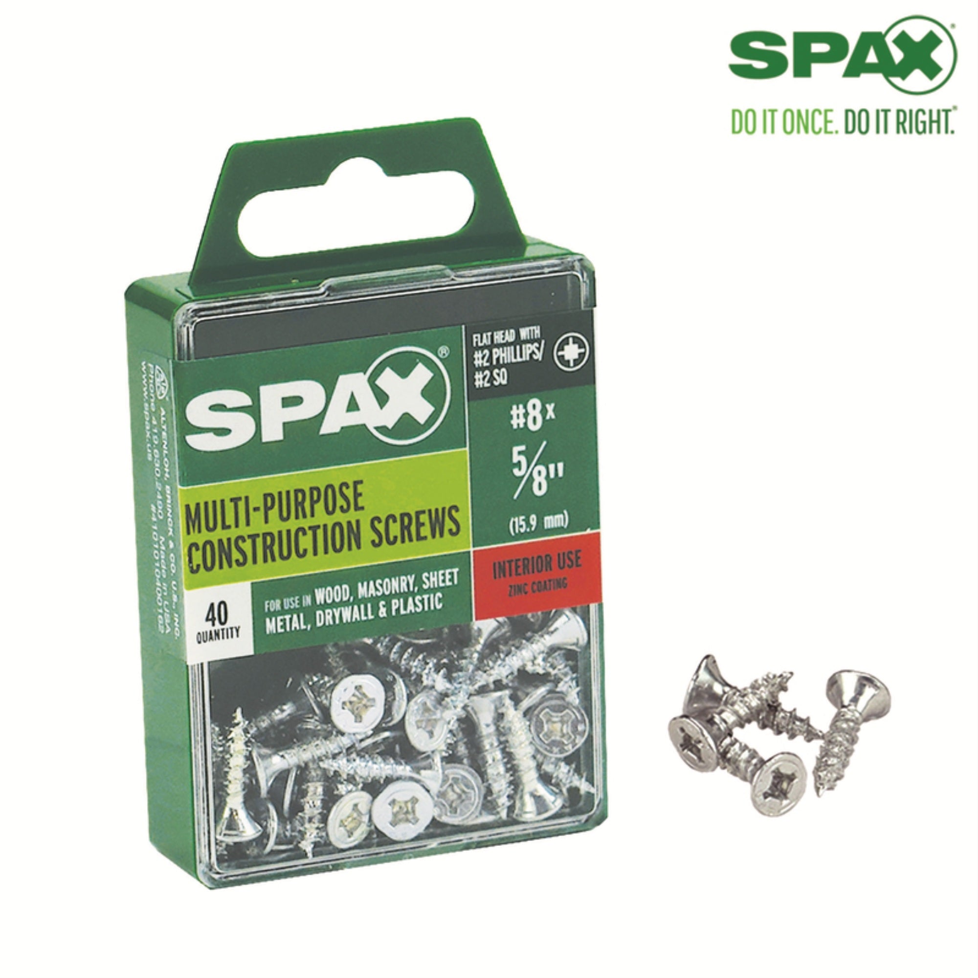 Scrw Spax Fh 8X5/8Znbx40 (Pack Of 1)