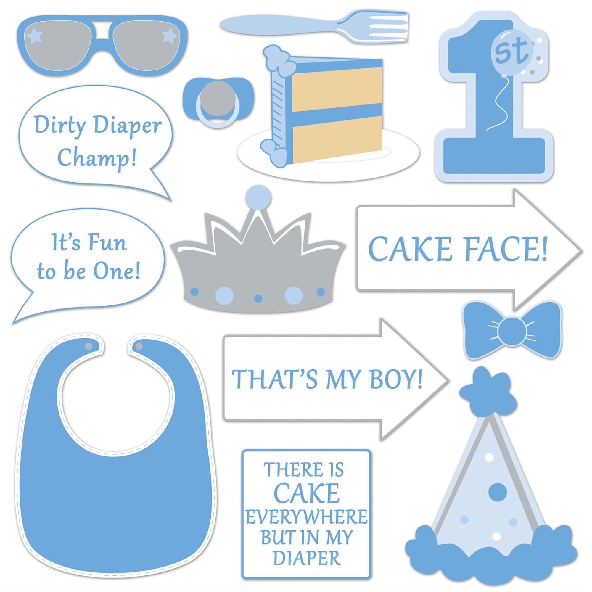 1St Birthday Photo Fun Signs, (Pack Of 12)