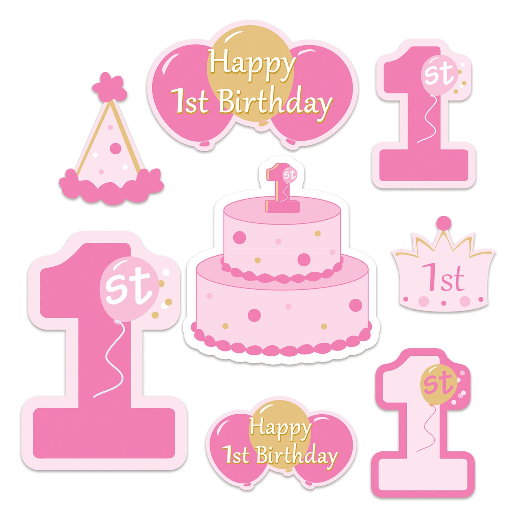 1St Birthday Cutouts, (Pack Of 12)