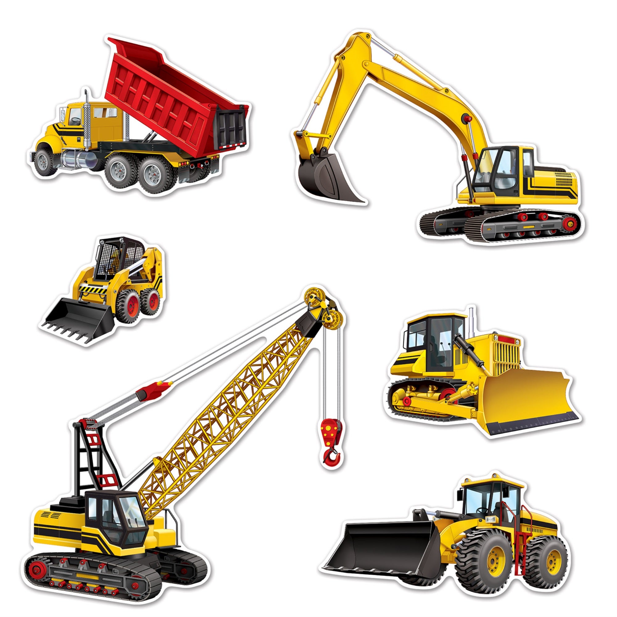 Construction Equipment Cutouts, (Pack Of 12)
