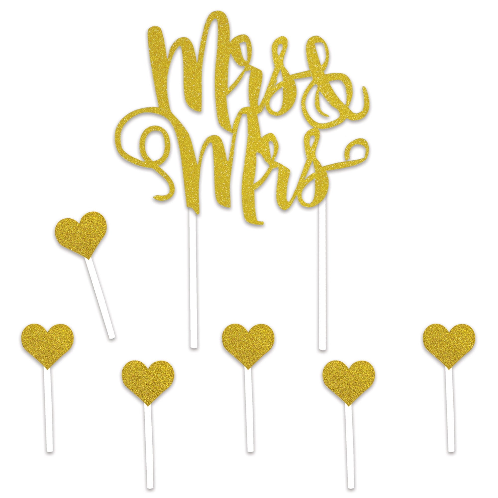 Mrs & Mrs Cake Topper, (Pack Of 12)