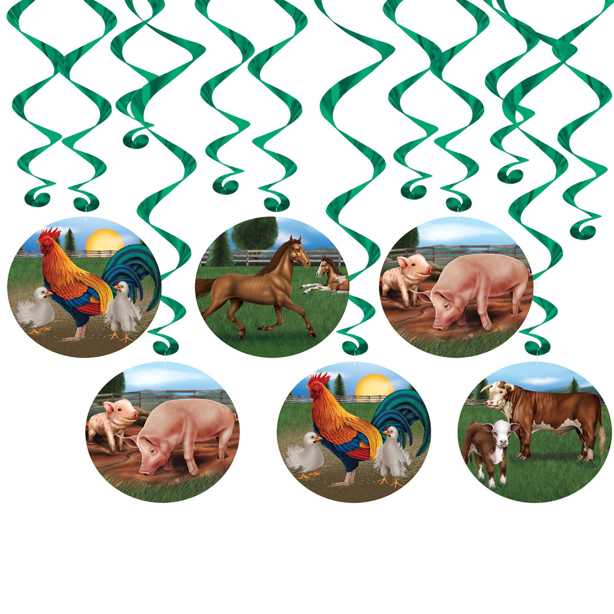 Farm Animal Whirls, (Pack Of 6)
