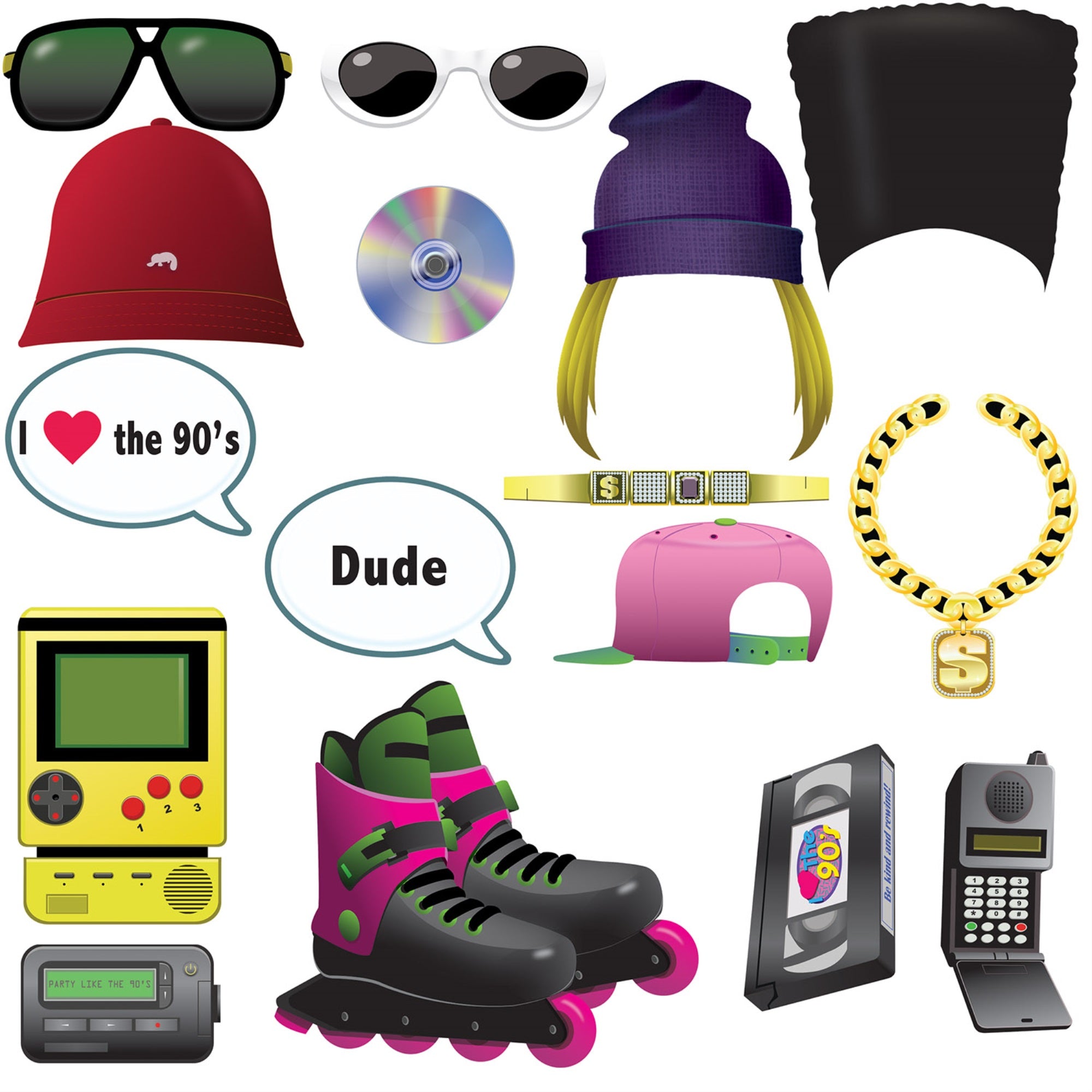 90S Photo Fun Signs, (Pack Of 12)