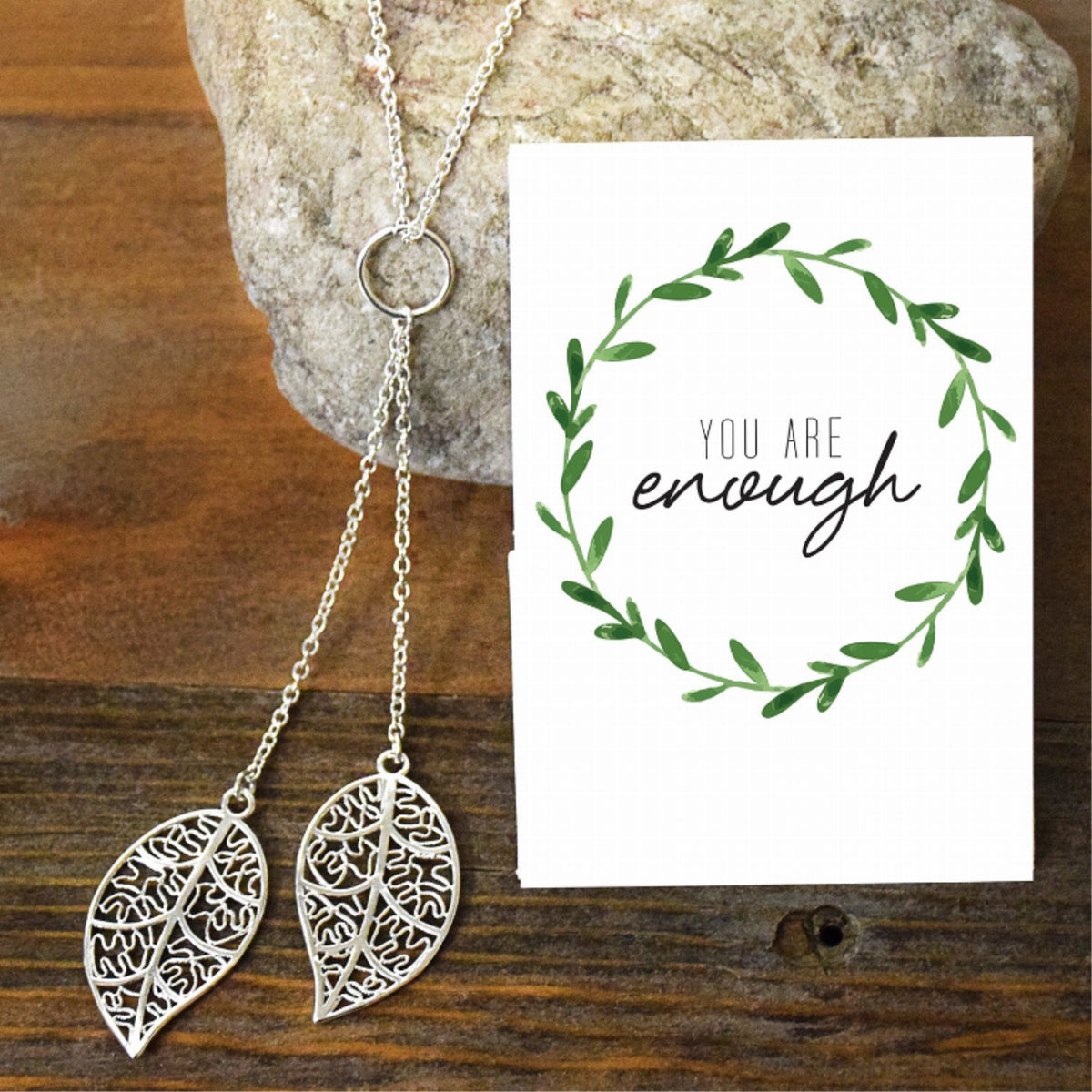 You Are Enough - Double Leaf Necklace
