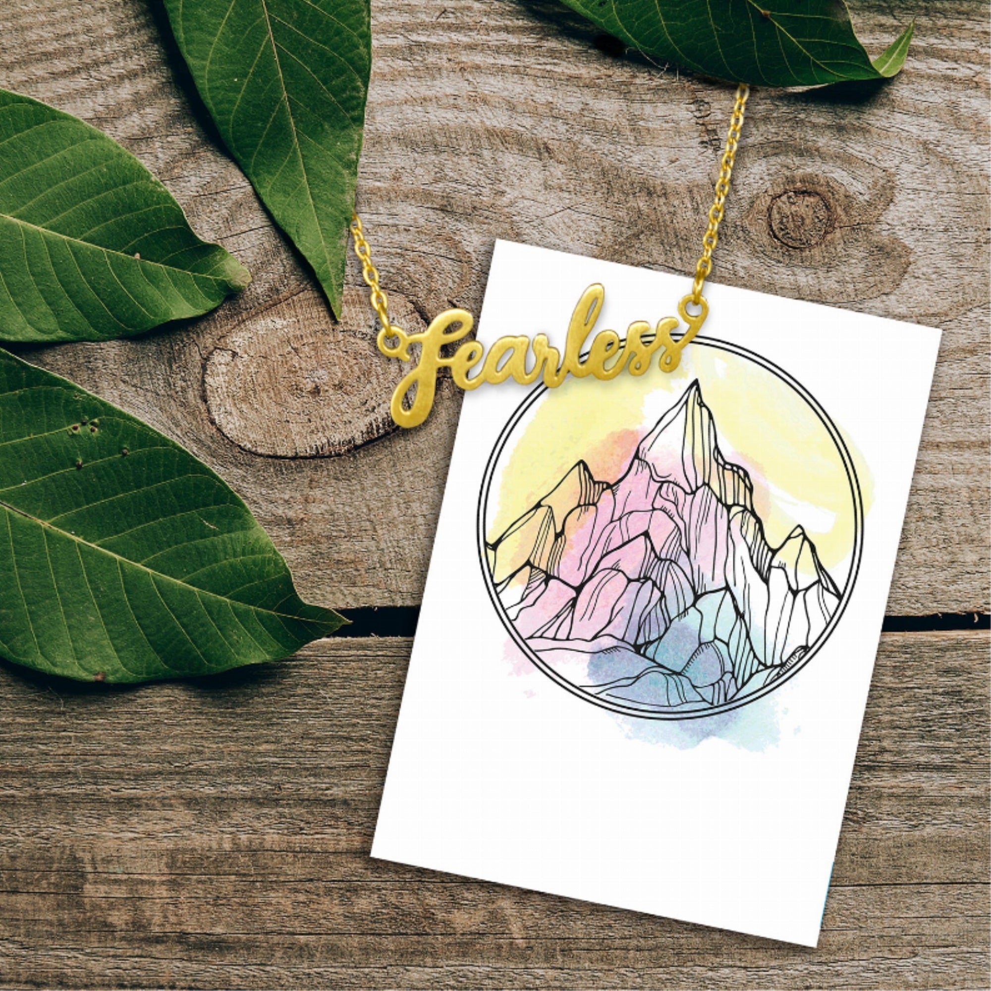 Fearless Script Necklace Gold Dainty Self Worth