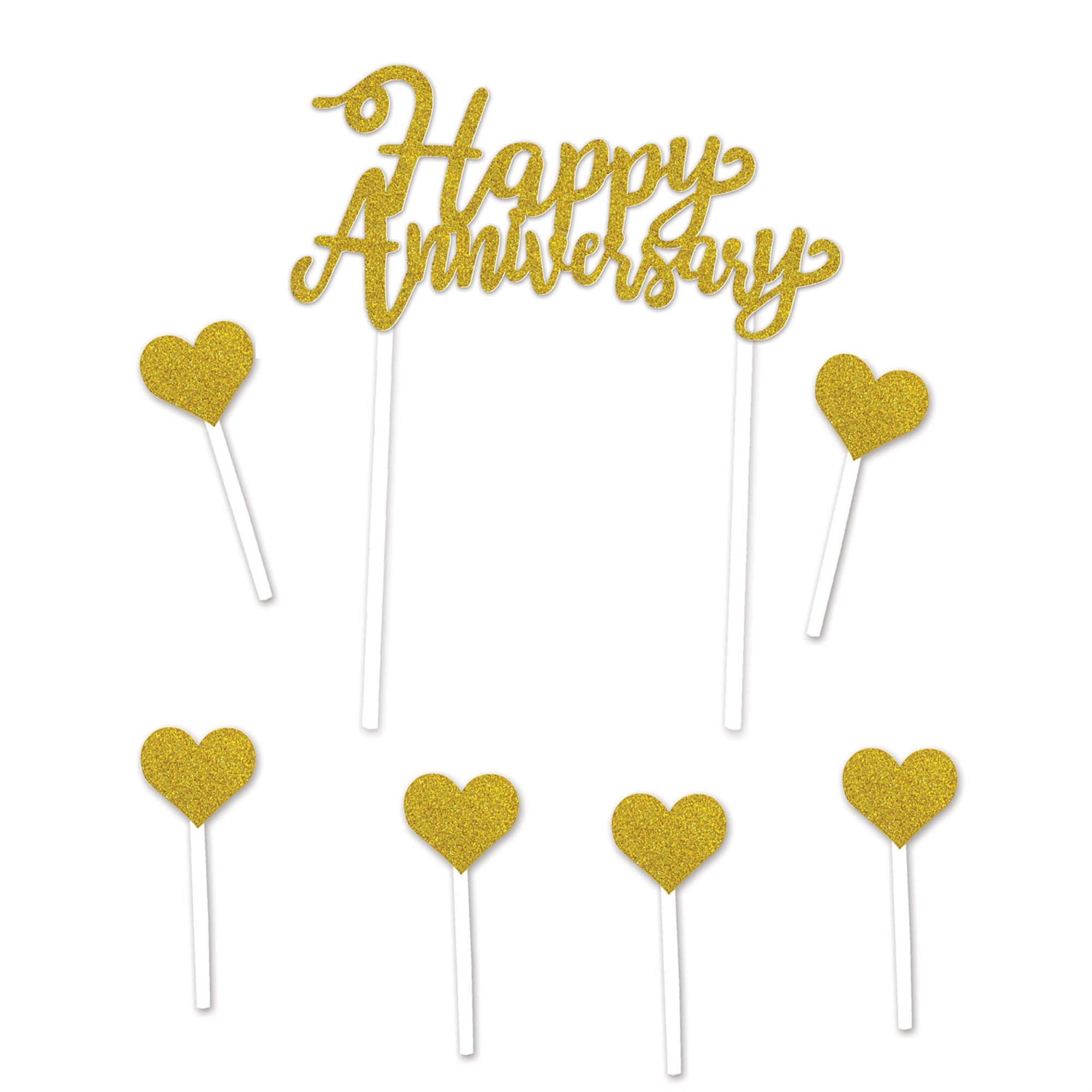 Happy Anniversary Cake Topper, (Pack Of 12)